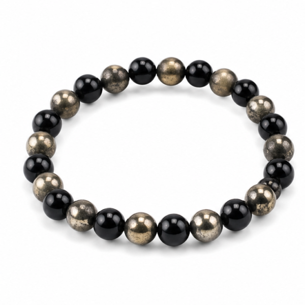 Pyrite & Black Obsidian Protection & Prosperity Bracelet
